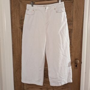 French Connection Large White cropped wide-leg jeans